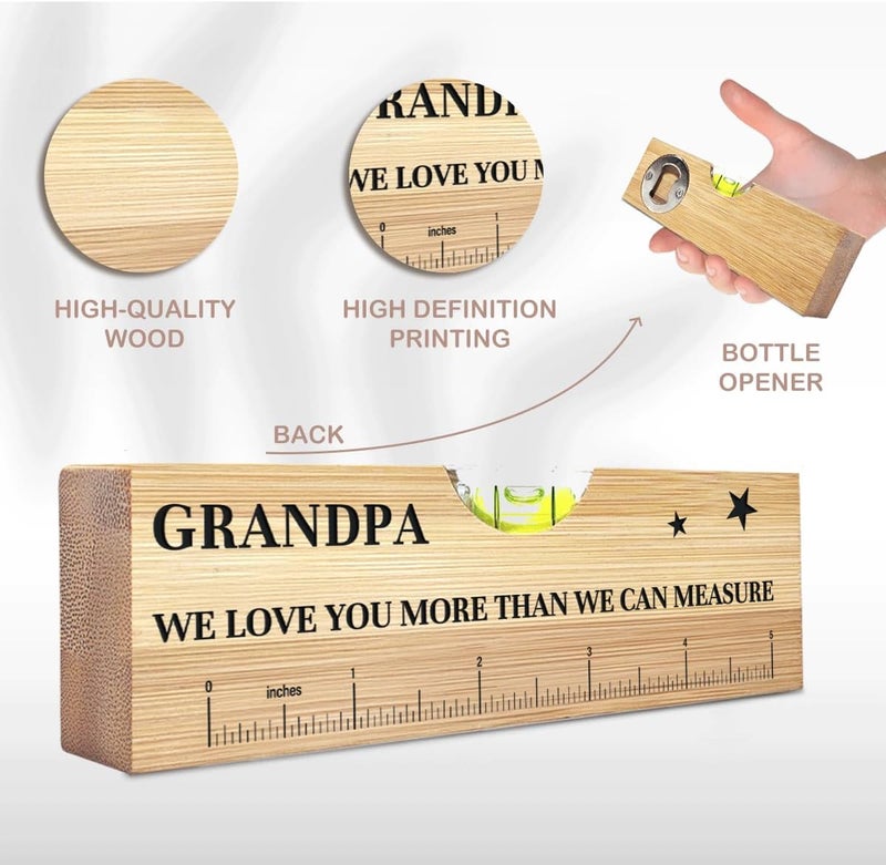 AACQQ Fathers Day Birthday Gifts for Grandpa Dad from Daughter Son Wife Wooden Spirit Level Valentines Christmas Thank You Gifts Ideas for Daddy New Dad Papa Grandpa - Image 3